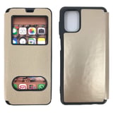 Nettech Samsung Galaxy M51 Uyumlu Pencereli Kapaklı Kılıf (Gold) NT84477