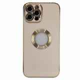 Nettech Apple iPhone 12 Pro Max Uyumlu Halkalı Logo Seri Arka Koruma Kılıf (Rose Gold) NT97151