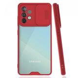 Nettech Samsung Galaxy A72 Uyumlu Platin Kamera Kızaklı Arka Koruma Kılıf (Kırmızı) NT86724