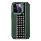 Nettech Apple iPhone 14 Pro Uyumlu Taşlı Deri Seri Arka Koruma Kılıf (Yeşil) NT101493