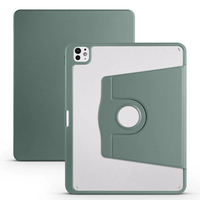 Apple iPad Pro 13 2024 Kılıf Zore Termik Kalem Bölmeli Dönebilen Standlı Kılıf - Koyu Yeşil