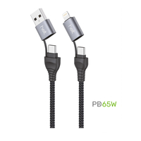 Helt HT-DC14 PD 65W İp Örgü 100 Cm Type-C To Lighning To Usb Şarj ve Data Kablosu (Siyah) NT-31292