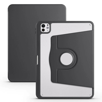 Apple iPad Pro 11 2024 Kılıf Zore Termik Kalem Bölmeli Dönebilen Standlı Kılıf - Siyah