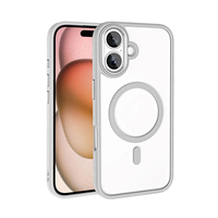 Apple iPhone 16 Plus Kılıf Wireless Şarj Özellikli Zore Krom Magsafe Silikon Kapak - Gümüş