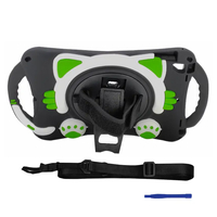 Nettech Apple iPad Air 2 Uyumlu Sweet Cat Seri Arka Koruma (Siyah-Yeşil) NT-95913