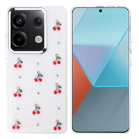 Xiaomi Redmi Note 13 Pro 4G Kılıf Airbag Tasarımlı Simli Şeffaf Zore Kutup Kapak - Kiraz