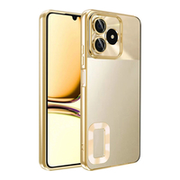 Realme C53 Kılıf Kamera Korumalı Logo Gösteren Zore Omega Kapak - Gold