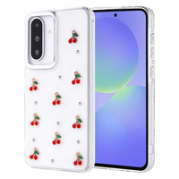 Galaxy A36 Kılıf Airbag Tasarımlı Simli Şeffaf Zore Kutup Kapak - Kiraz