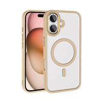 Apple iPhone 16 Plus Kılıf Wireless Şarj Özellikli Zore Krom Magsafe Silikon Kapak - Gold