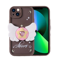 Apple iPhone 13 Kılıf Kamera Korumalı Figür Tasarımlı Zore Kapya Kapak - Koyu Kahve