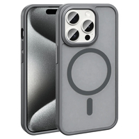 Apple iPhone 15 Pro Max Kılıf Magsafe Şarj Özellikli Mat Arka Yüzey Zore Sio Kapak - Gri