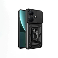 İnfinix Hot 30i Kılıf Magnetik Standlı Kamera Korumalı Zore Sürgülü Vega Kapak - Siyah