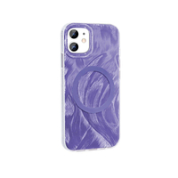 Apple iPhone 11 Kılıf Magsafe Şarj Özellikli Fırça Boya Desenli Zore Palet Kapak - Mor