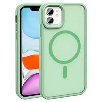 Apple iPhone 12 Kılıf Magsafe Şarj Özellikli Mat Arka Yüzey Zore Sio Kapak - Açık Yeşil