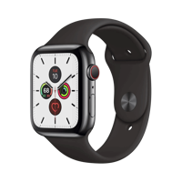Apple Watch Series 5 - Paslanmaz Çelik - 44mm - Cellular - Gece yarısı