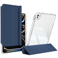 Apple iPad Pro 11 2024 Kılıf Magnetik Ayrılabilen Airbagli Zore Sliding Tablet Kılıfı - Lacivert