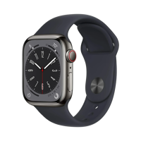 Apple Watch Series 8 - Paslanmaz Çelik - 45mm - Cellular - Gece yarısı