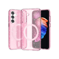 Galaxy S23 FE Kılıf Magsafe Şarj Özellikli Parlayan Simli Saydam Renkli Zore Allstar Kapak - Pembe