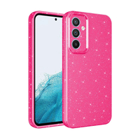 Galaxy S24 Kılıf Kamera Korumalı Simli Lüks Zore Koton Kapak - Pembe Koyu