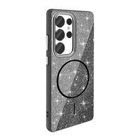 Galaxy S25 Ultra Kılıf Magsafe Şarj Özellikli Parlayan Simli Zore Okso Kapak - Siyah