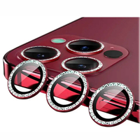 Nettech Apple iPhone 13 Pro Max Uyumlu Diamond Taşlı Model Kamera Cam Koruyucu (Kırmızı) NT-98916