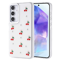 Galaxy A35 Kılıf Airbag Tasarımlı Simli Şeffaf Zore Kutup Kapak - Kiraz