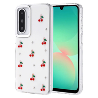 Galaxy A16 Kılıf Airbag Tasarımlı Simli Şeffaf Zore Kutup Kapak - Kiraz