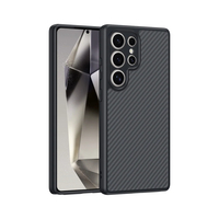 Galaxy S25 Ultra Kılıf Magsafe Şarj Özellikli Karbon Fiber Tasarımlı Zore Elnino Kapak - Siyah