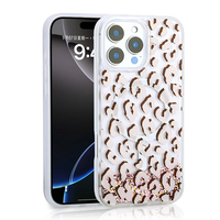 Apple iPhone 15 Pro Max Kılıf Sıvılı Simli Baskılı Şeffaf Arka Yüzey Zore Mossa Silikon Kapak - Pembe