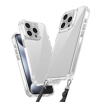 Apple iPhone 15 Pro Max Kılıf Airbagli Takılabilir Askı Aparatlı Zore Snap Silikon Kapak - Şeffaf