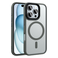 Apple iPhone 16 Pro Kılıf Mat Arka Yüzey Wireless Şarj Özellikli Zore Flet Magsafe Kapak - Titanyum-Gri