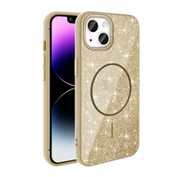 Apple iPhone 11 Kılıf Magsafe Şarj Özellikli Parlayan Simli Zore Okso Kapak - Gold