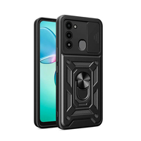 Tecno Spark 8C Kılıf Magnetik Standlı Kamera Korumalı Zore Sürgülü Vega Kapak - Siyah