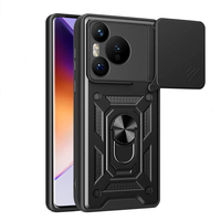 Huawei Pura 70 5G Kılıf Magnetik Standlı Kamera Korumalı Zore Sürgülü Vega Kapak - Siyah