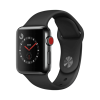 Apple Watch Series 3 - Paslanmaz Çelik - 38mm - Cellular - Gece yarısı