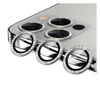 Nettech Apple iPhone 13 Pro Max Uyumlu Diamond Taşlı Model Kamera Cam Koruyucu (Gri) NT-94613