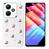 İnfinix Hot 30i Kılıf Airbag Tasarımlı Simli Şeffaf Zore Kutup Kapak - Kiraz