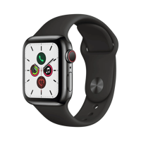 Apple Watch Series 5 - Paslanmaz Çelik - 40mm - Cellular - Gece yarısı