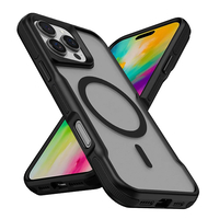 Apple iPhone 16 Pro Kılıf Magsafe Şarj Özellikli Renkli Kenar Airbag Şeritli Zore Lamer Kapak - Siyah