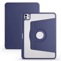 Apple iPad Pro 11 2024 Kılıf Zore Termik Kalem Bölmeli Dönebilen Standlı Kılıf - Lacivert