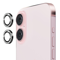 Nettech Apple iPhone 16 Uyumlu Diamond Taşlı Model Kamera Cam Koruyucu (Siyah) NT-111285