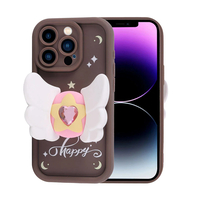 Apple iPhone 14 Pro Max Kılıf Kamera Korumalı Figür Tasarımlı Zore Kapya Kapak - Koyu Kahve