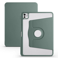 Apple iPad Pro 11 2024 Kılıf Zore Termik Kalem Bölmeli Dönebilen Standlı Kılıf - Koyu Yeşil