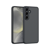 Galaxy S25 Kılıf Magsafe Şarj Özellikli Karbon Fiber Tasarımlı Zore Elnino Kapak - Siyah