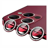 Nettech Apple iPhone 14 Pro Max Uyumlu Diamond Taşlı Model Kamera Cam Koruyucu (Kırmızı) NT-98360