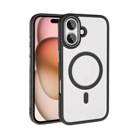 Apple iPhone 16 Plus Kılıf Wireless Şarj Özellikli Zore Krom Magsafe Silikon Kapak - Siyah