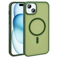 Apple iPhone 15 Kılıf Magsafe Şarj Özellikli Mat Arka Yüzey Zore Sio Kapak - Koyu Yeşil