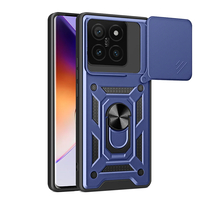 Xiaomi 14T Kılıf Magnetik Standlı Kamera Korumalı Zore Sürgülü Vega Kapak - Mavi