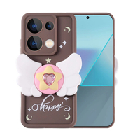 Xiaomi Poco M6 Pro 4G Kılıf Kamera Korumalı Figür Tasarımlı Zore Kapya Kapak - Koyu Kahve