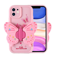 Apple iPhone 11 Kılıf Kamera Korumalı Figür Tasarımlı Zore Kapya Kapak - Pembe Açık